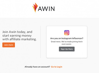 Awin signing page
